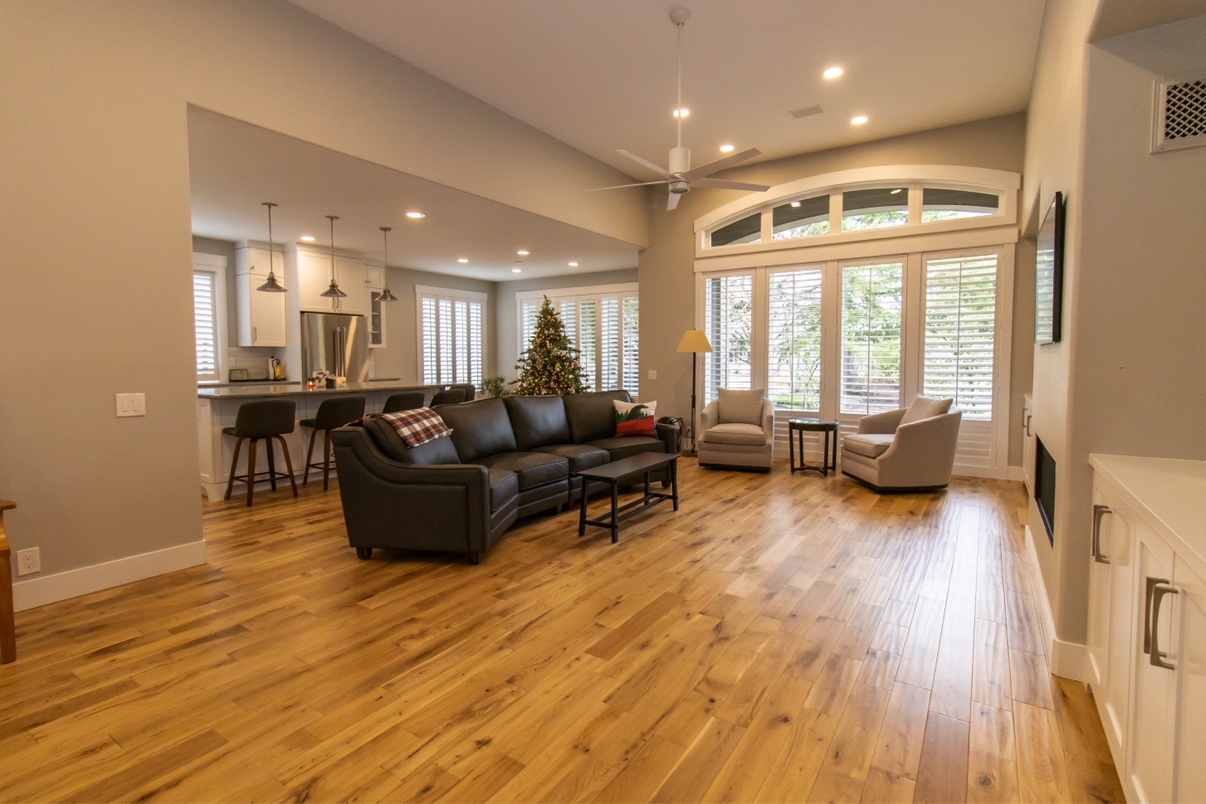 Open living room and kitchen